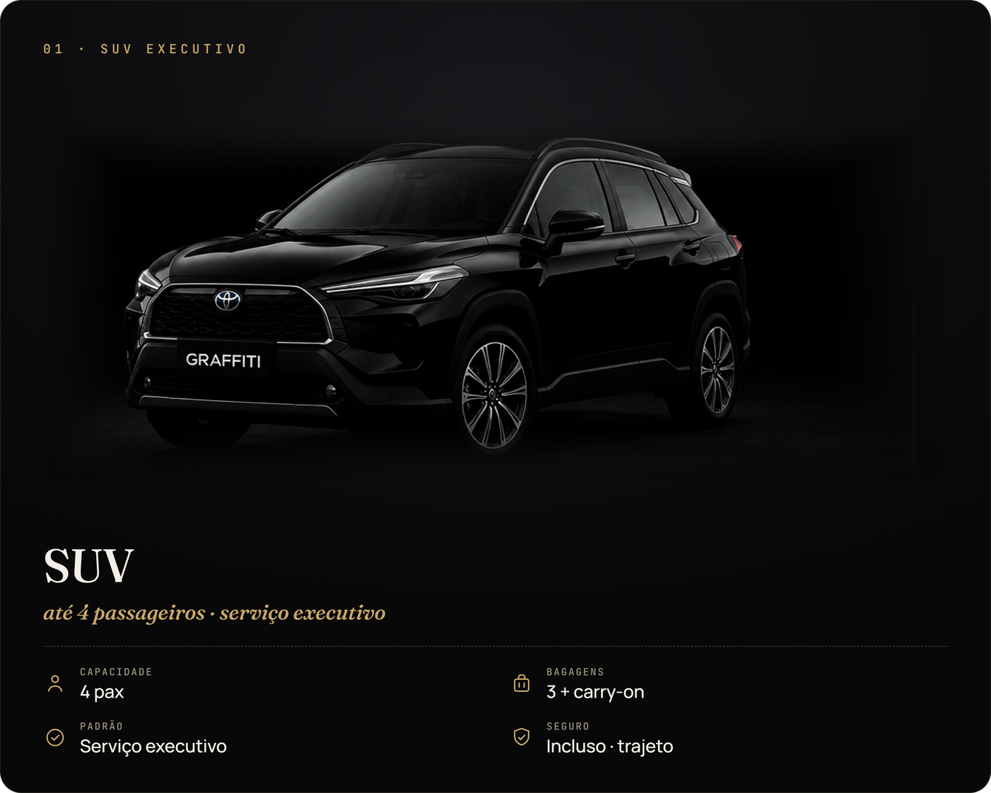 SUV executivo · até 4 passageiros